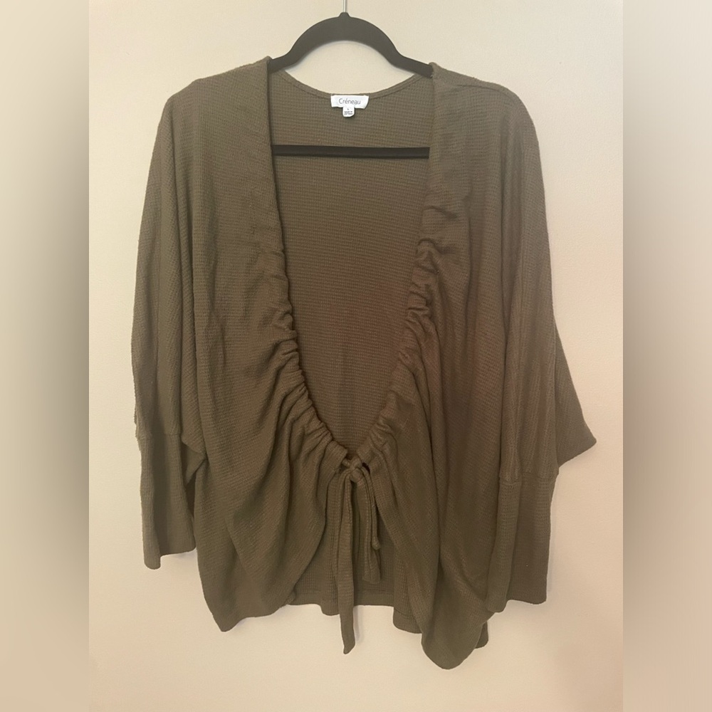 Olive green cardigan/tie top